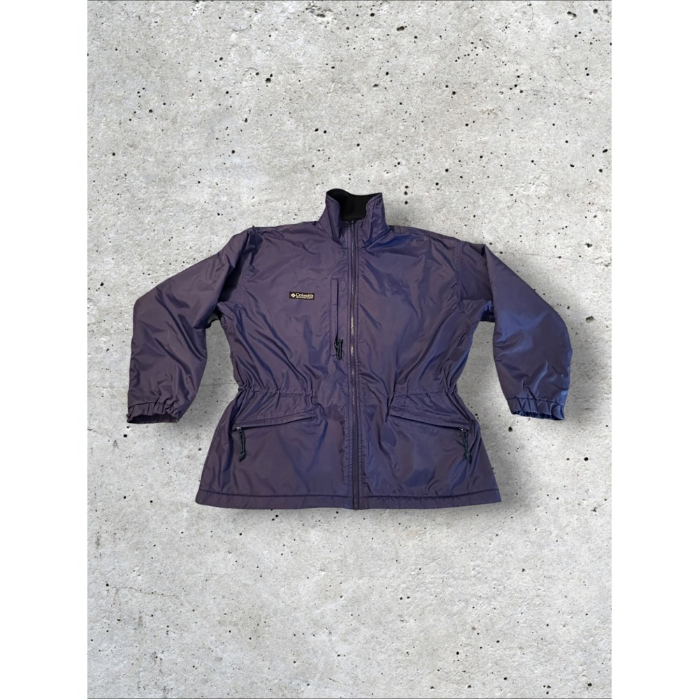 Vintage Columbia Jacket Womens XL Purple EUC Fleece Lined Full Zip Cinched